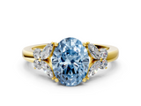 Yellow gold Fancy Blue Oval  Cut Solitaire Floral Diamond Ring with Four-Prong Setting_37