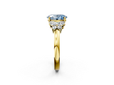 Yellow gold Fancy Blue Oval  Cut Solitaire Floral Diamond Ring with Four-Prong Setting_39