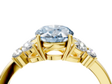 Yellow gold Fancy Blue Oval  Cut Solitaire Floral Diamond Ring with Four-Prong Setting_41