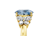 Yellow gold Fancy Blue Oval  Cut Solitaire Floral Diamond Ring with Four-Prong Setting_42
