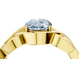 Yellow gold Fancy Blue Oval Cut Solitaire Intertwined Band Prong Setting Ring_4