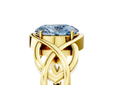 Yellow gold Fancy Blue Oval Cut Solitaire Intertwined Band Prong Setting Ring_5