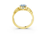 Yellow gold Fancy Blue Oval Cut Solitaire Milgrain Leaf Band with Prong Setting_3