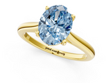 Yellow gold Fancy Blue Oval  Cut Solitaire Ring with Cathedral Band and Four-Prong Setting_56