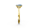 Yellow gold Fancy Blue Oval  Cut Solitaire Ring with Cathedral Band and Four-Prong Setting_57