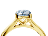 Yellow gold Fancy Blue Oval  Cut Solitaire Ring with Cathedral Band and Four-Prong Setting_59