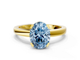 Yellow gold Fancy Blue Oval  Cut Solitaire Ring with Four-Prong Setting and Classic Band_76