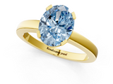 Yellow gold Fancy Blue Oval  Cut Solitaire Ring with Four-Prong Setting and Classic Band_77