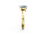 Yellow gold Fancy Blue Oval  Cut Solitaire Ring with Four-Prong Setting and Classic Band_78