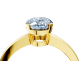 Yellow gold Fancy Blue Oval  Cut Solitaire Ring with Four-Prong Setting and Classic Band_80