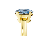 Yellow gold Fancy Blue Oval  Cut Solitaire Ring with Four-Prong Setting and Classic Band_81