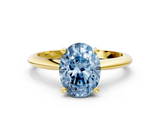 Yellow gold Fancy Blue Oval  Cut Solitaire Ring with Four-Prong Setting on a Classic Band_45