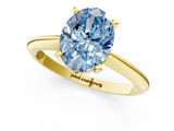 Yellow gold Fancy Blue Oval  Cut Solitaire Ring with Four-Prong Setting on a Classic Band_46
