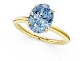 Yellow gold Fancy Blue Oval  Cut Solitaire Ring with Thin Band and Four-Prong Setting_17