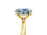 Yellow gold Fancy Blue Oval  Cut Solitaire Ring with Thin Band and Four-Prong Setting_21