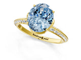 Yellow gold Fancy Blue Oval Cut Solitaire Split Shank Pave Diamond Engagement Ring with Four-Prong Setting_1