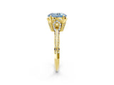 Yellow gold Fancy Blue Oval Cut Solitaire Split Shank Pave Diamond Engagement Ring with Four-Prong Setting_2