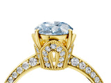 Yellow gold Fancy Blue Oval Cut Solitaire Split Shank Pave Diamond Engagement Ring with Four-Prong Setting_4