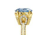 Yellow gold Fancy Blue Oval Cut Solitaire Split Shank Pave Diamond Engagement Ring with Four-Prong Setting_5