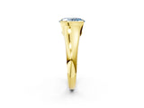 Yellow gold Fancy Blue Oval Cut Solitaire Tension Set Diamond Ring with Split Shank Band_2