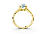Yellow gold Fancy Blue Oval Cut Solitaire Tension Set Diamond Ring with Split Shank Band_3