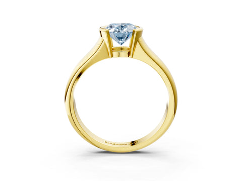 Yellow gold Fancy Blue Oval Cut Solitaire Tension Set Diamond Ring with Split Shank Band_3