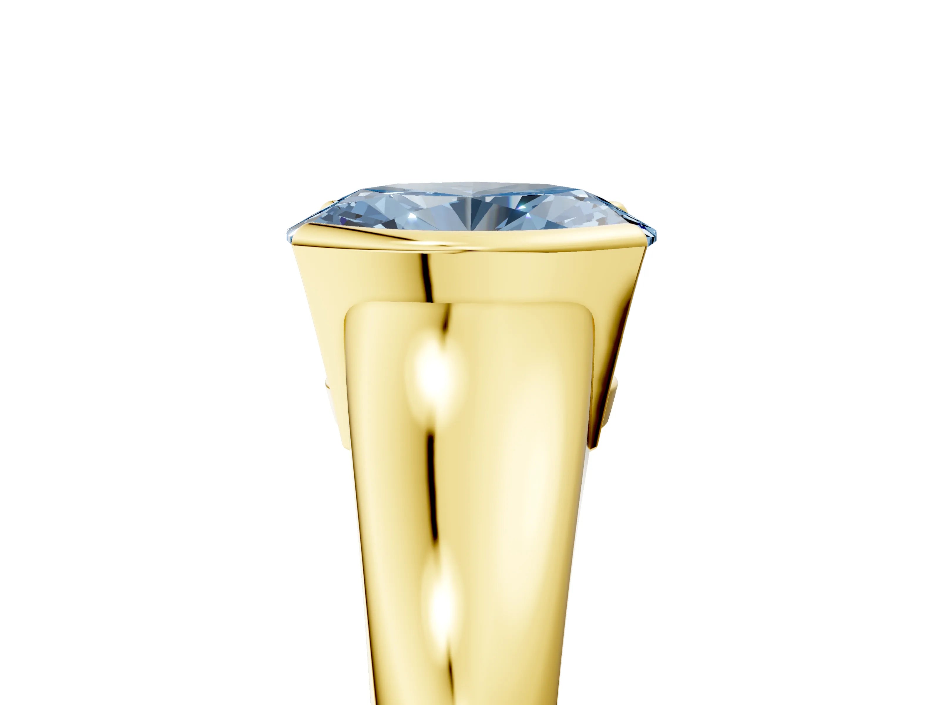 Yellow gold Fancy Blue Oval Cut Solitaire Tension Set Diamond Ring with Split Shank Band_5