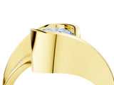 Yellow gold Fancy Blue Oval Cut Solitaire Tension-Set Diamond Split Shank Ring_4