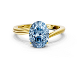 Yellow gold Fancy Blue Oval  Cut Solitaire Twist Band Ring with Four-Prong Setting_20