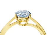 Yellow gold Fancy Blue Oval  Cut Solitaire Twist Band Ring with Four-Prong Setting_24