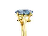 Yellow gold Fancy Blue Oval  Cut Solitaire Twist Band Ring with Four-Prong Setting_25
