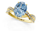 Yellow gold Fancy Blue Oval Cut Solitaire Twist Pave Diamond Engagement Ring with Prong Setting_1