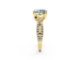 Yellow gold Fancy Blue Oval Cut Solitaire Twist Pave Diamond Engagement Ring with Prong Setting_2