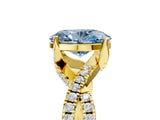 Yellow gold Fancy Blue Oval Cut Solitaire Twist Pave Diamond Engagement Ring with Prong Setting_5