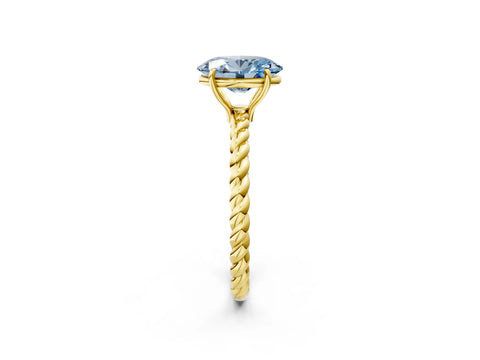 Yellow gold Fancy Blue Oval Cut Solitaire Twisted Band 4-Prong Ring_2