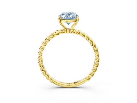 Yellow gold Fancy Blue Oval Cut Solitaire Twisted Band 4-Prong Ring_3