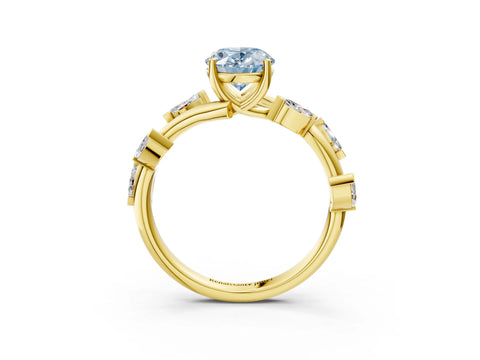 Yellow gold Fancy Blue Oval Cut Solitaire Twisted Band Marquise Accent Prong Setting Ring_3