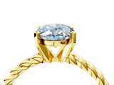 Yellow gold Fancy Blue Oval  Cut Solitaire Twisted Band with Four-Prong Setting_100