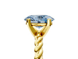 Yellow gold Fancy Blue Oval  Cut Solitaire Twisted Band with Four-Prong Setting_101