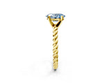 Yellow gold Fancy Blue Oval  Cut Solitaire Twisted Band with Four-Prong Setting_98