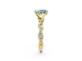 Yellow gold Fancy Blue Oval Cut Solitaire Twisted Pave Band with Four-Prong Setting_5