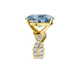 Yellow gold Fancy Blue Oval Cut Solitaire Twisted Pave Band with Four-Prong Setting_8