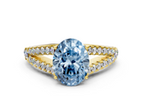 Yellow gold Fancy Blue Oval  Cut Split Shank Pave Diamond Engagement Ring with Four-Prong Setting_41
