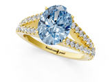 Yellow gold Fancy Blue Oval  Cut Split Shank Pave Diamond Engagement Ring with Four-Prong Setting_42