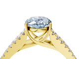 Yellow gold Fancy Blue Oval  Cut Split Shank Pave Diamond Engagement Ring with Four-Prong Setting_45