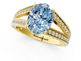 Yellow gold Fancy Blue Oval  Cut Split Shank Pave Diamond Ring with Four-Prong Setting_28
