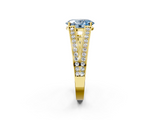 Yellow gold Fancy Blue Oval  Cut Split Shank Pave Diamond Ring with Four-Prong Setting_29