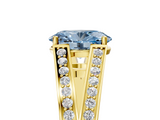 Yellow gold Fancy Blue Oval  Cut Split Shank Pave Diamond Ring with Four-Prong Setting_32