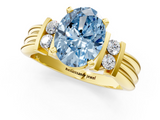 Yellow gold Fancy Blue Oval  Cut Three-Stone Channel Set Ring with Bar Prongs_43