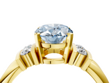 Yellow gold Fancy Blue Oval  Cut Three-Stone Channel Set Ring with Bar Prongs_46